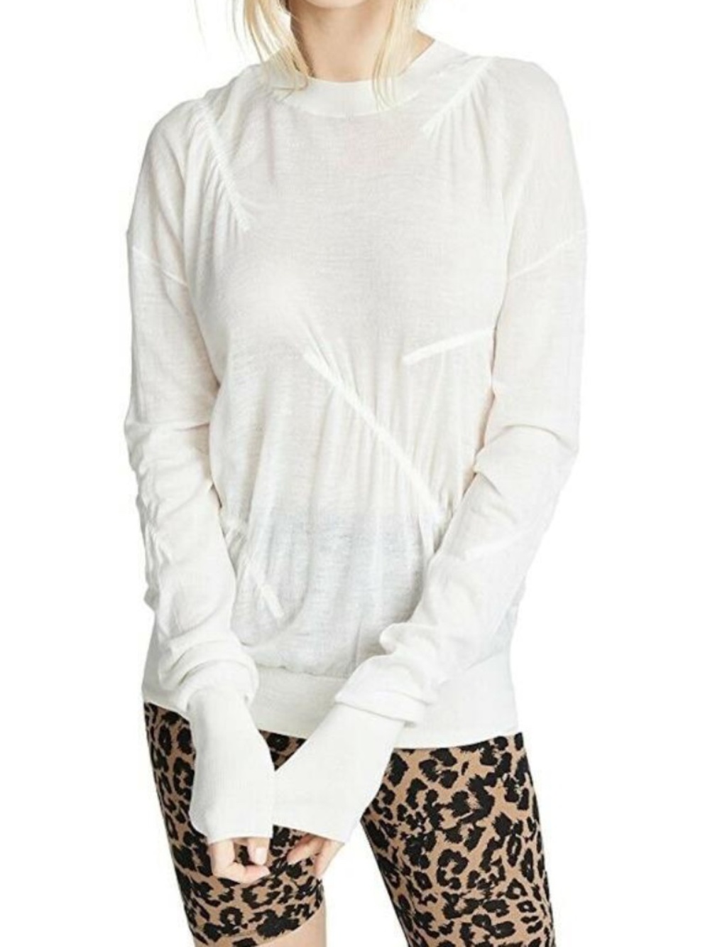 Helmut Lang Ruched Seam Detail Cashmere Bleach Sweater